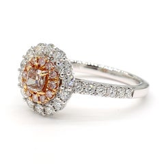 GIA Certified Fancy Pinkish Brown Cushion Diamond 1.08 Carat TW Gold Ring