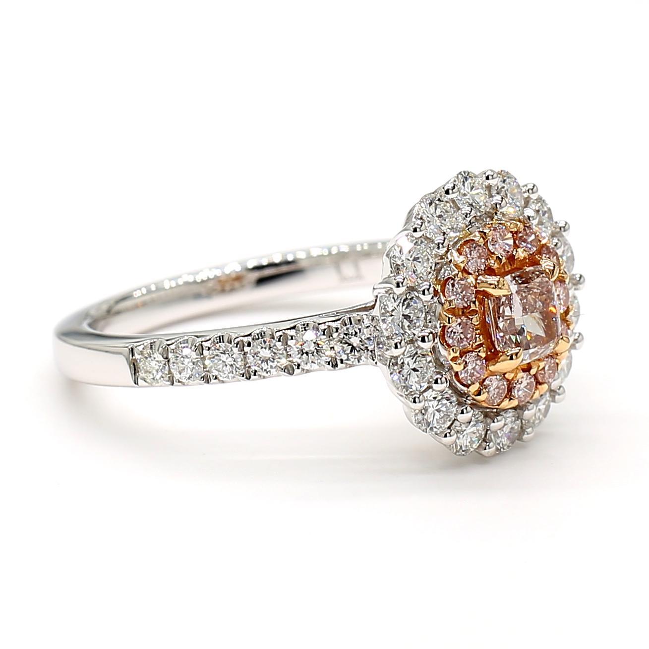 GIA Certified Fancy Pinkish Brown Cushion Diamond 1.08 Carat TW Gold Ring (Kissenschliff) im Angebot