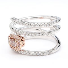 GIA Certified Fancy Pinkish Brown Cushion Diamond 1.20 Carat TW Cocktail Ring