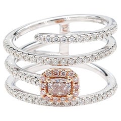 GIA Certified Fancy Pinkish Brown Cushion Diamond 1.20 Carat TW Cocktail Ring