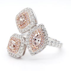 GIA Certified Fancy Pinkish Brown Diamond 1.66 Carat TW Gold Cocktail Ring