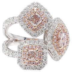 GIA Certified Fancy Pinkish Brown Diamond 1.66 Carat TW Gold Cocktail Ring