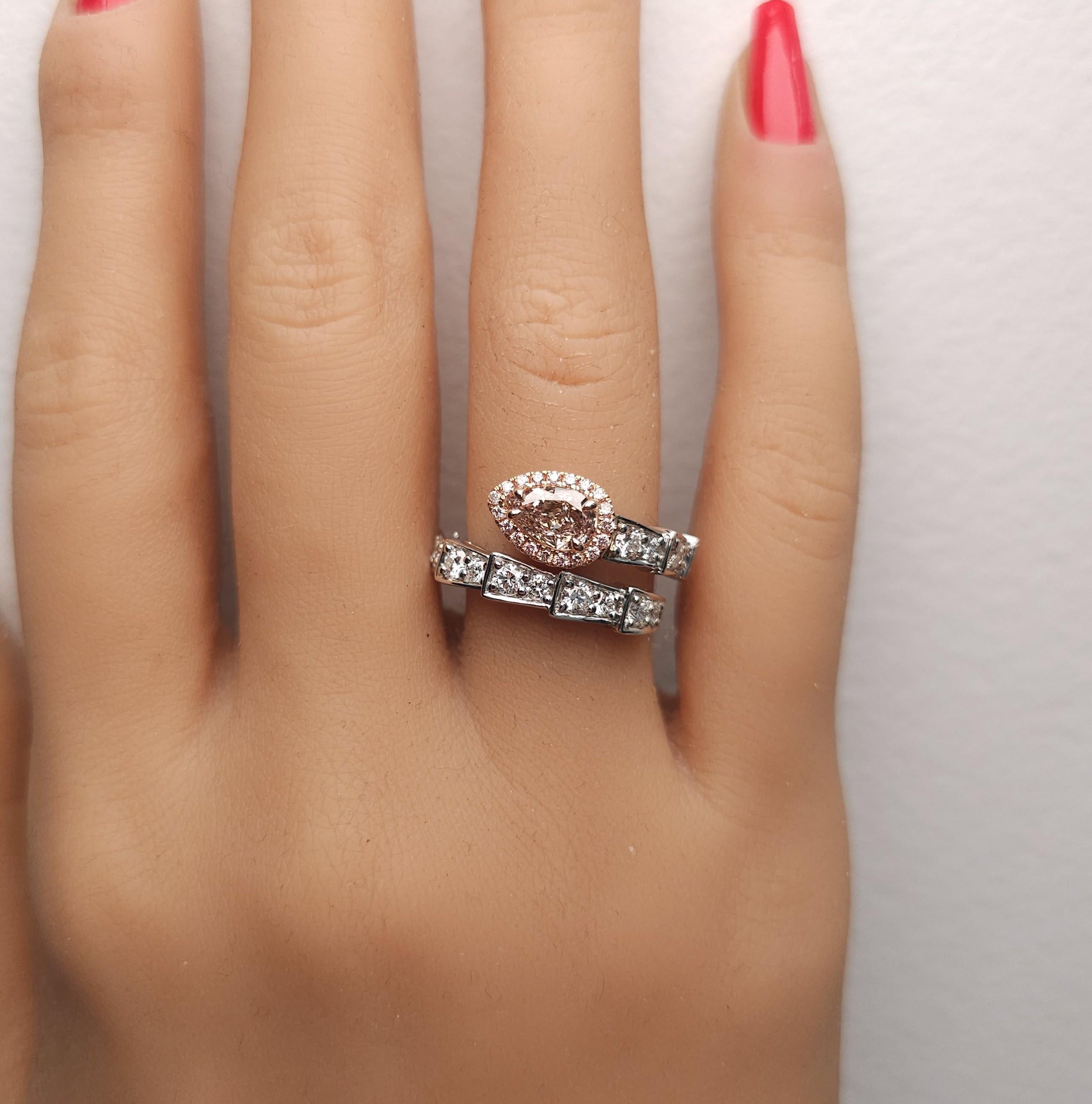 GIA Certified Fancy Pinkish Brown Pear Diamond 1.63 Carat TW Gold Cocktail Ring im Zustand „Neu“ im Angebot in New York, NY