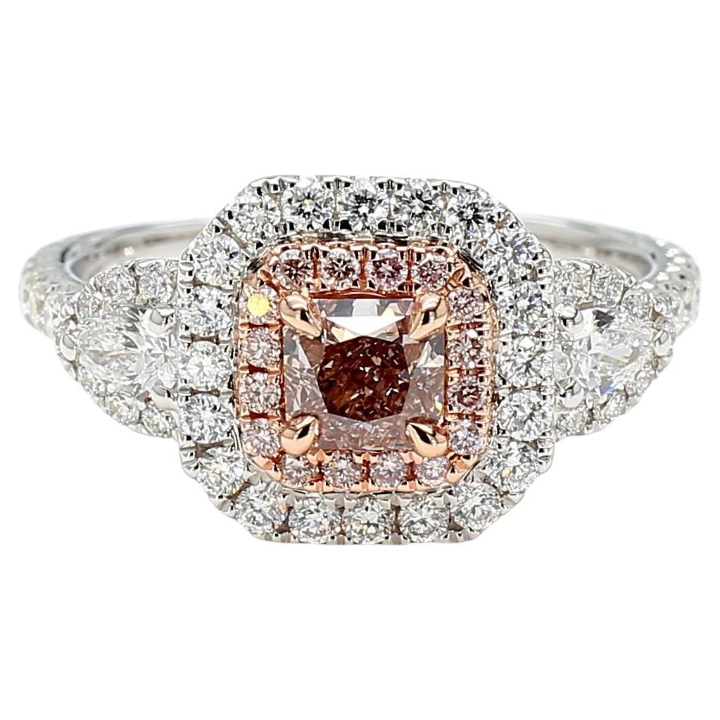 GIA Certified Fancy Pinkish Brown Radiant Diamond 1.43 Carat TW Cocktail Ring