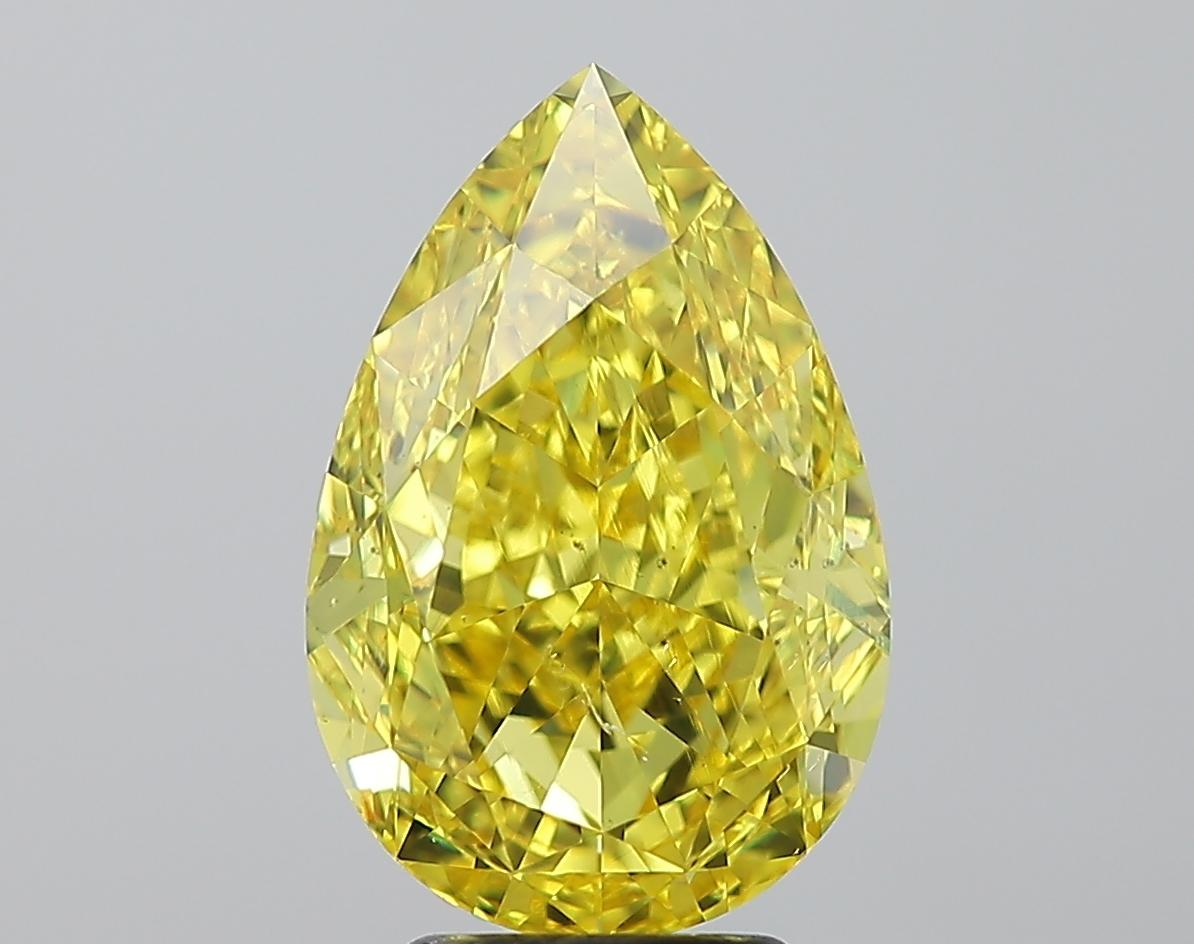 Modern Meghna GIA Certified Fancy Vivid Yellow 5.1 Carat Pear Brilliant Cut Diamond For Sale