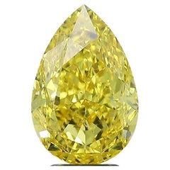 GIA Certified Fancy Vivid Yellow 5.1 Carat Pear Brilliant Cut Diamond