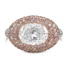 GIA Certified 4.02 Carats Oval Cut Diamond Dome Cocktail Ring