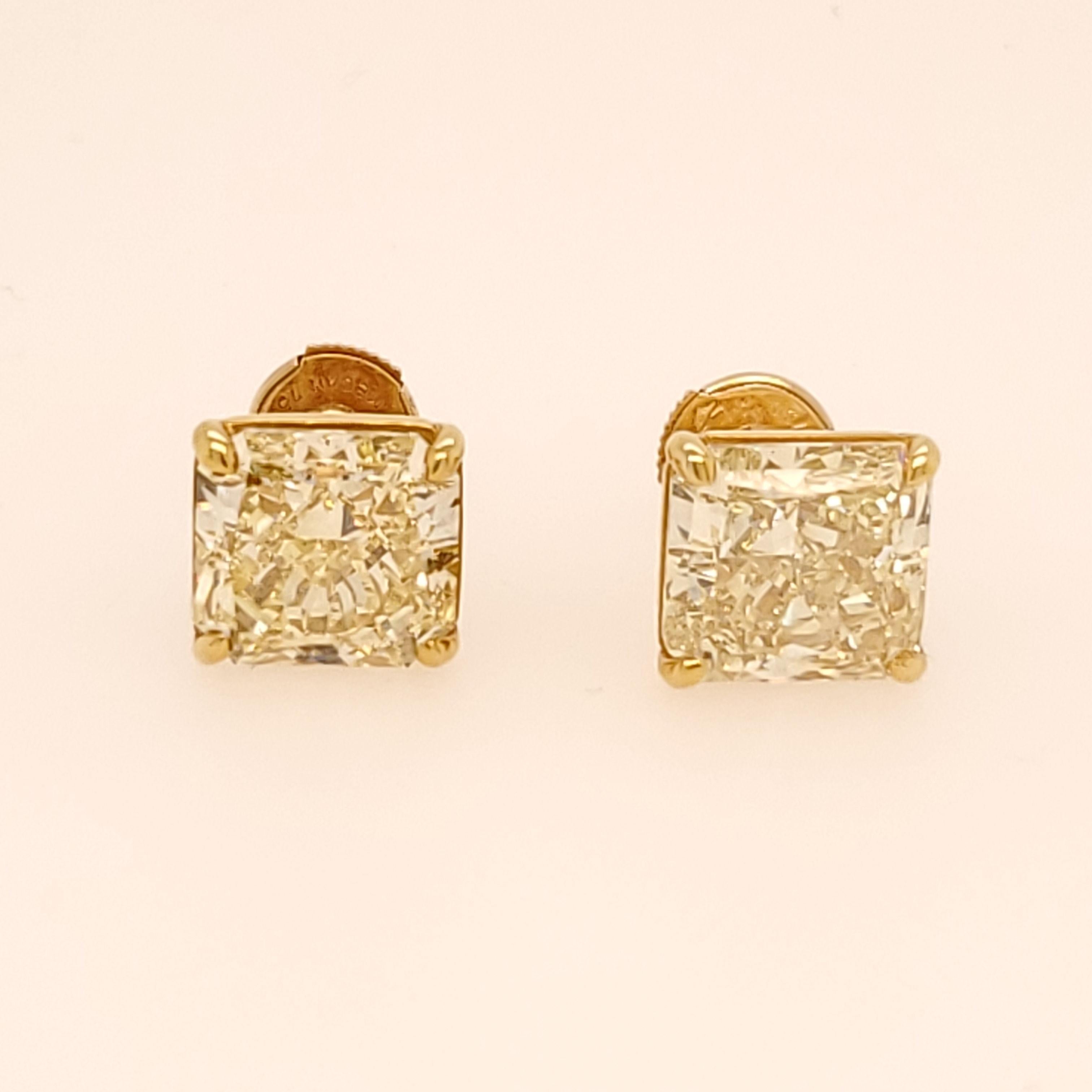 GIA Certified Fancy Yellow 10.31 Carat Radiant Cut Earrings 5