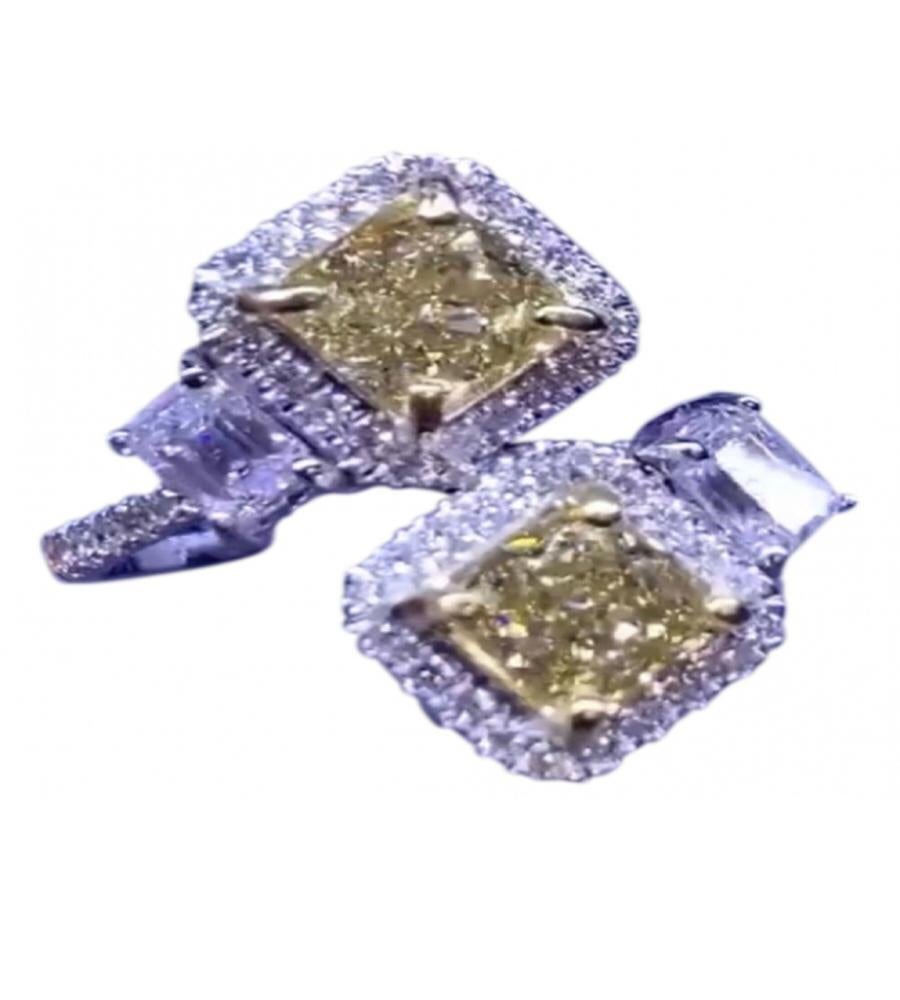 GIA Certified Fancy Yellow Brownish Diamonds Ct 2 Contrarie Ring In New Condition For Sale In Massafra, IT