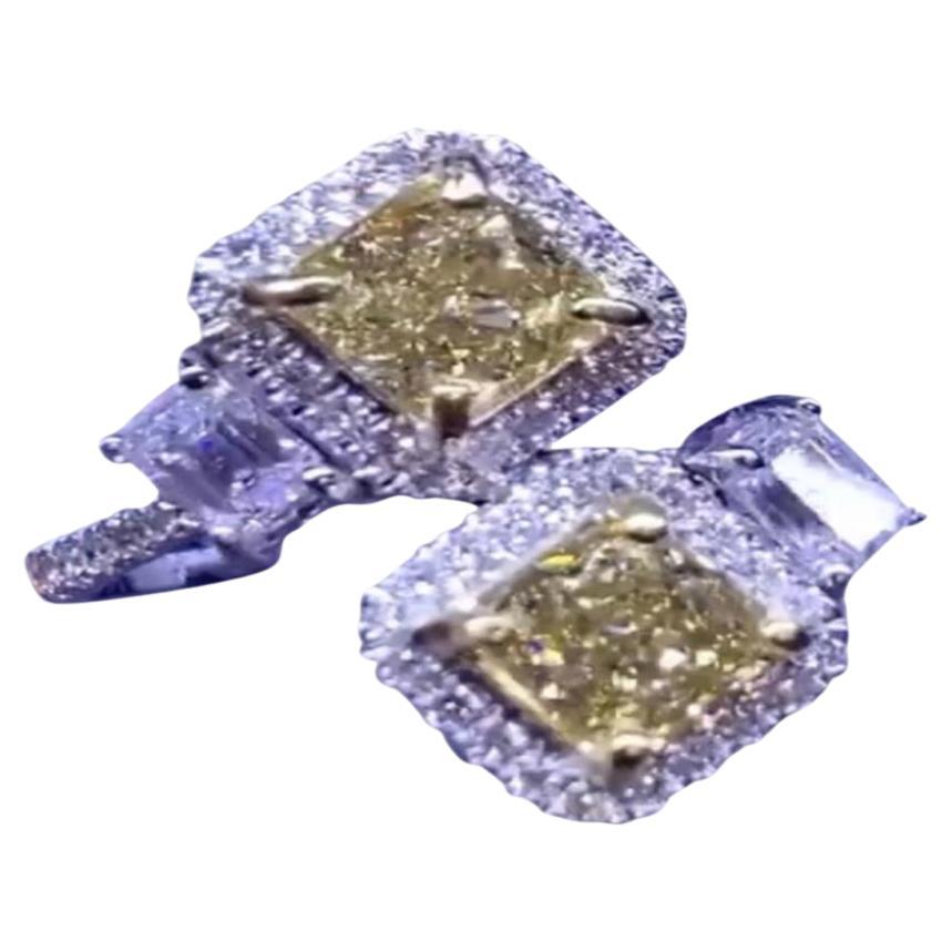 Bague contrastée en diamants jaunes brunâtres fantaisie certifiés GIA, Ct 2
