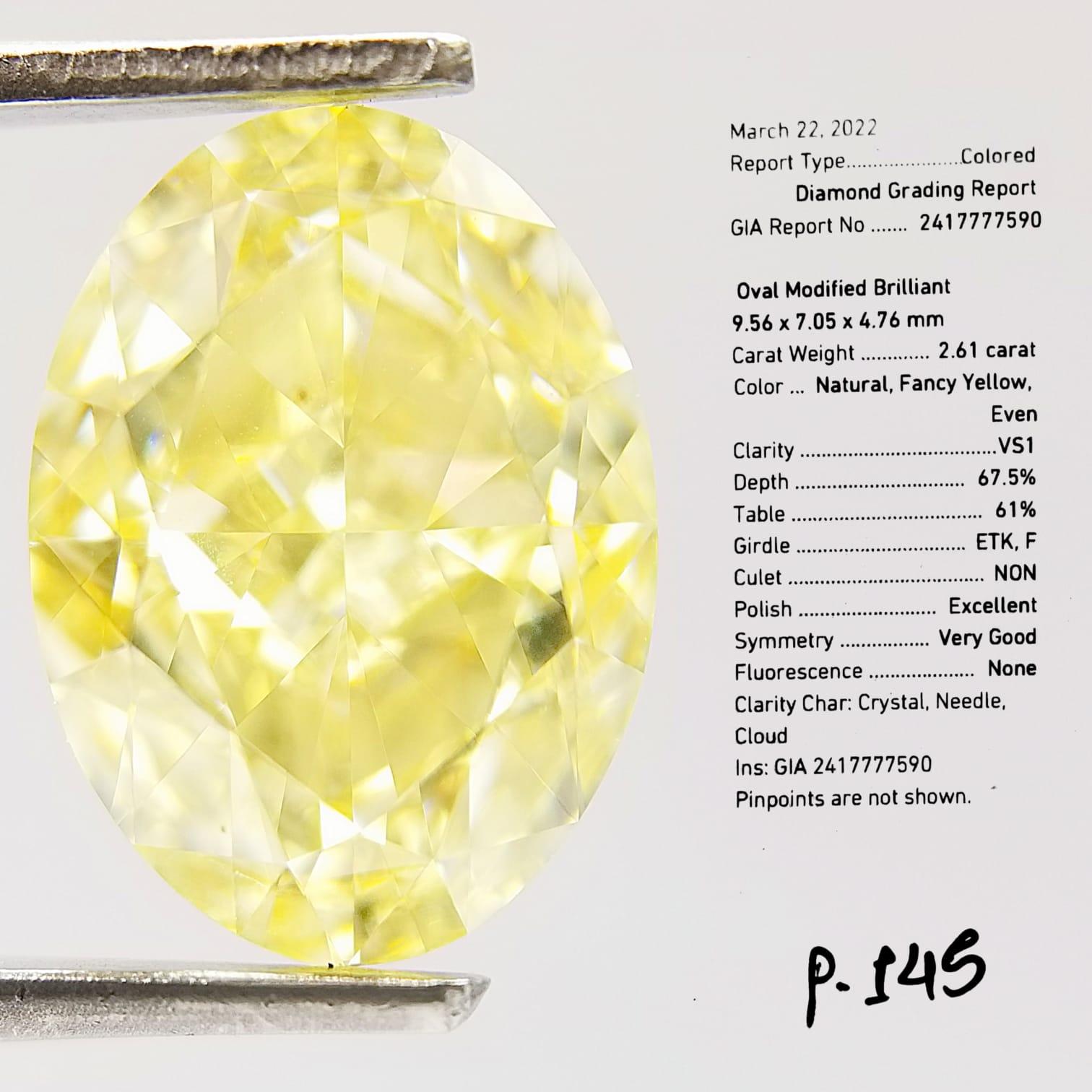 Contemporary GIA Certified Fancy Yellow Ct 2, 60 on Fabulous Ring in Gold For Sale