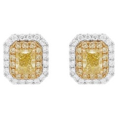 GIA-zertifizierte Ohrringe aus 18 Karat Gold mit gelben Fancy-Diamanten und weißen Diamanten