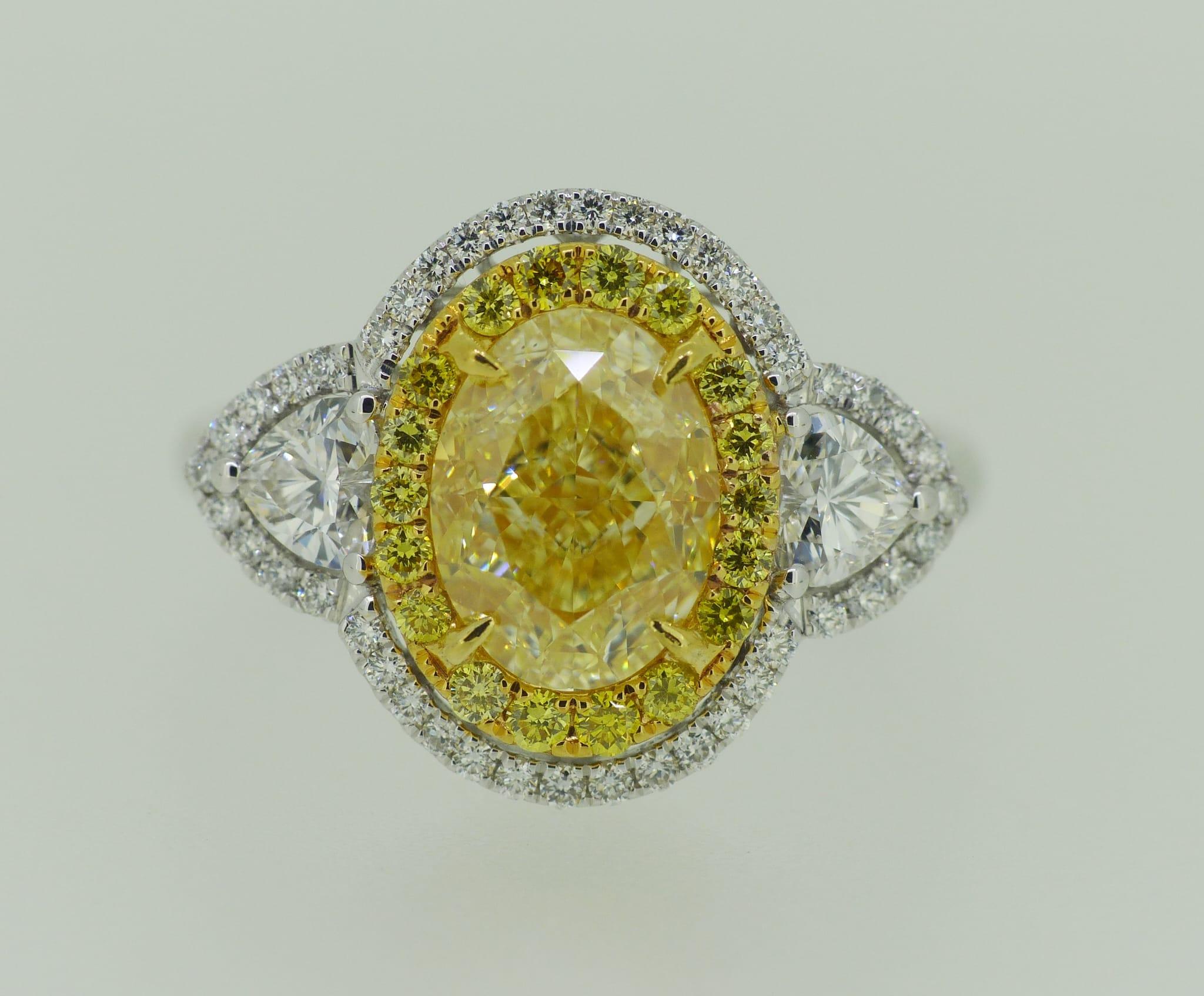 Contemporary GIA Certified Fancy Yellow Diamond Ct 2, 02 Solitaire Ring For Sale