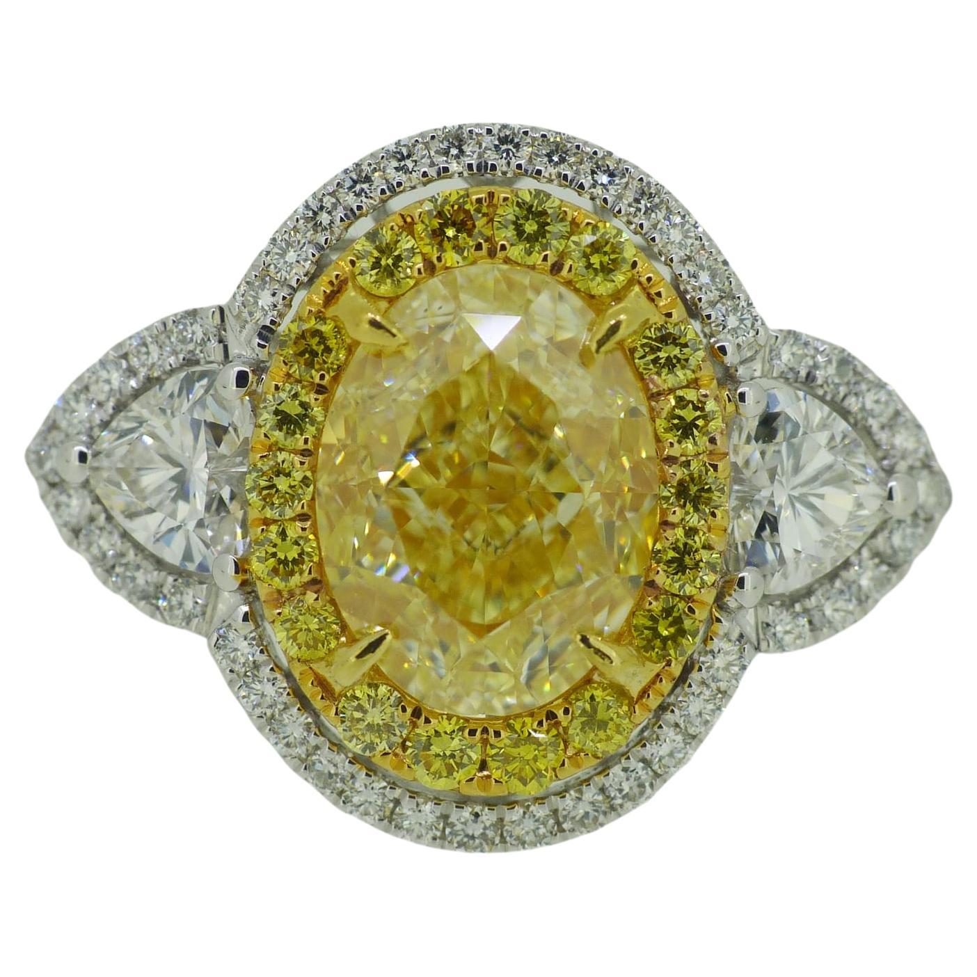 GIA Certified Fancy Yellow Diamond Ct 2, 02 Solitaire Ring For Sale