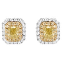 GIA Certified Fancy Yellow Diamond K18 Gold Earrings