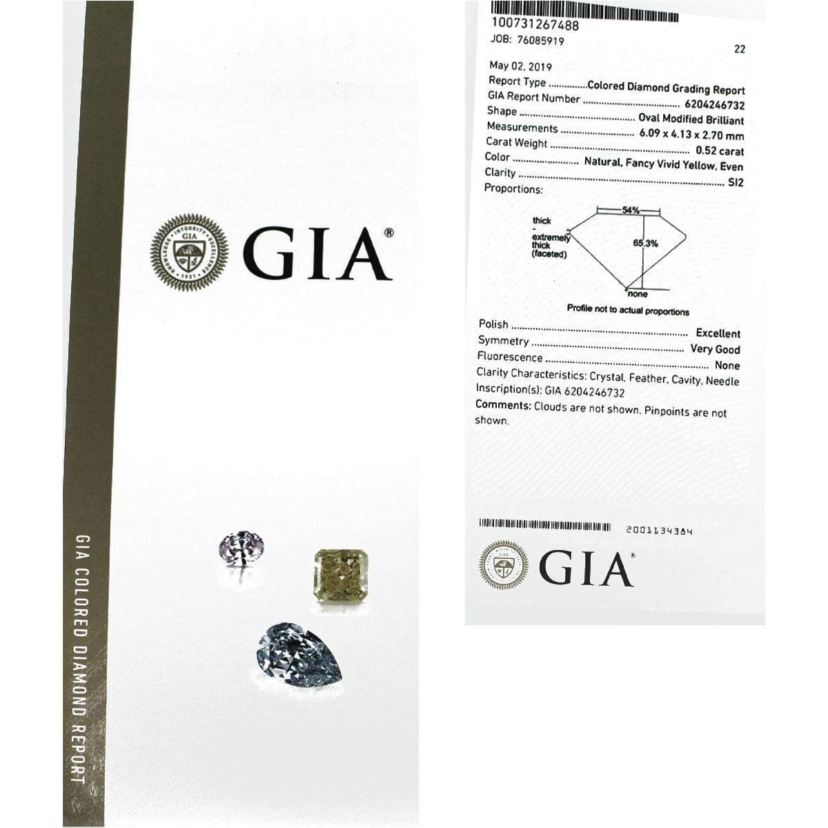 GIA-zertifizierte gelbe Fancy-Diamant-Halskette (Rundschliff) im Angebot