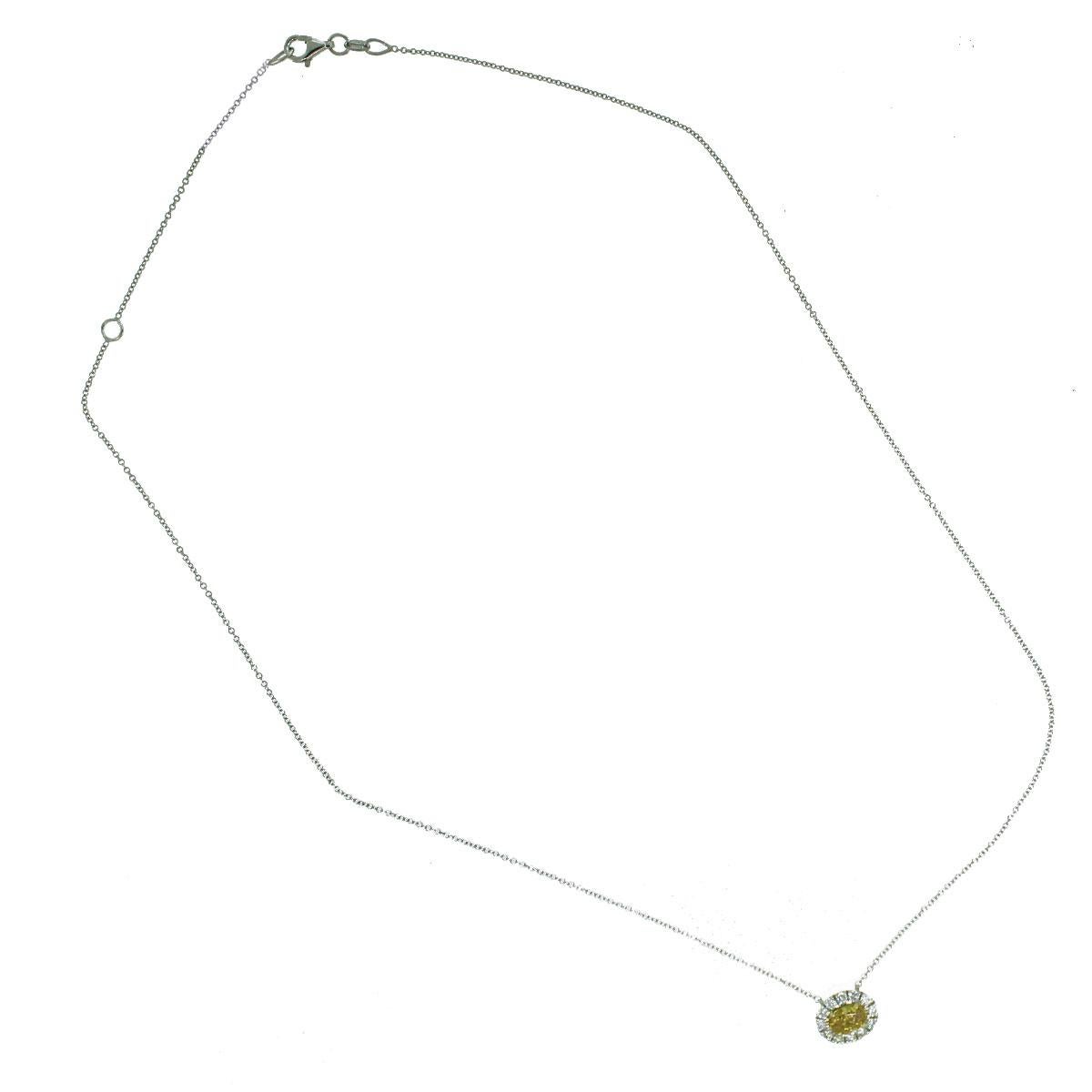 GIA Certified Fancy Yellow Diamond Necklace In New Condition In Boca Raton, FL