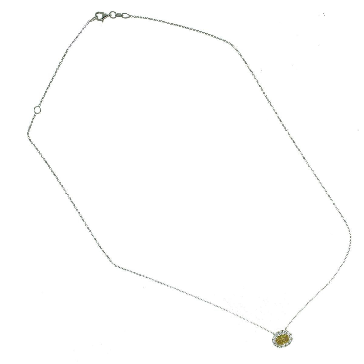 GIA-zertifizierte gelbe Fancy-Diamant-Halskette Damen im Angebot
