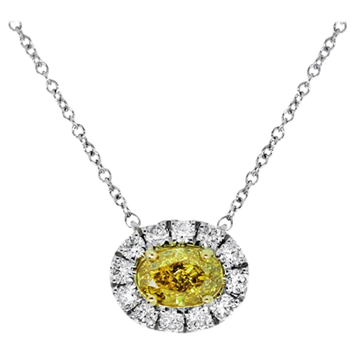 GIA-zertifizierte gelbe Fancy-Diamant-Halskette