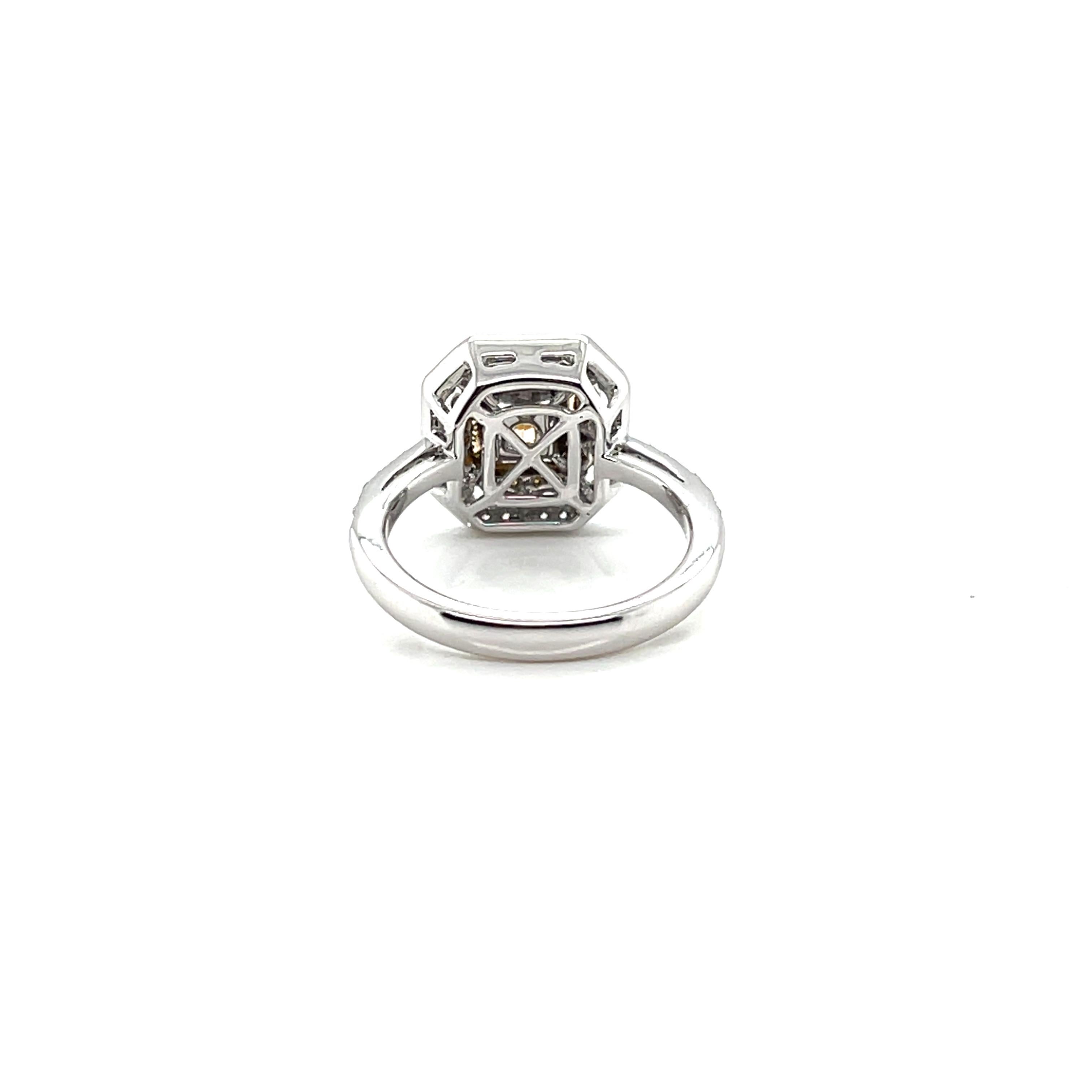 Presenting a captivating creation from Rewa Jewelry, this diamond ring is a harmonious fusion of art deco themes and contemporary styles—a testament to the brand's commitment to timeless elegance and inspired design.

At the heart of this