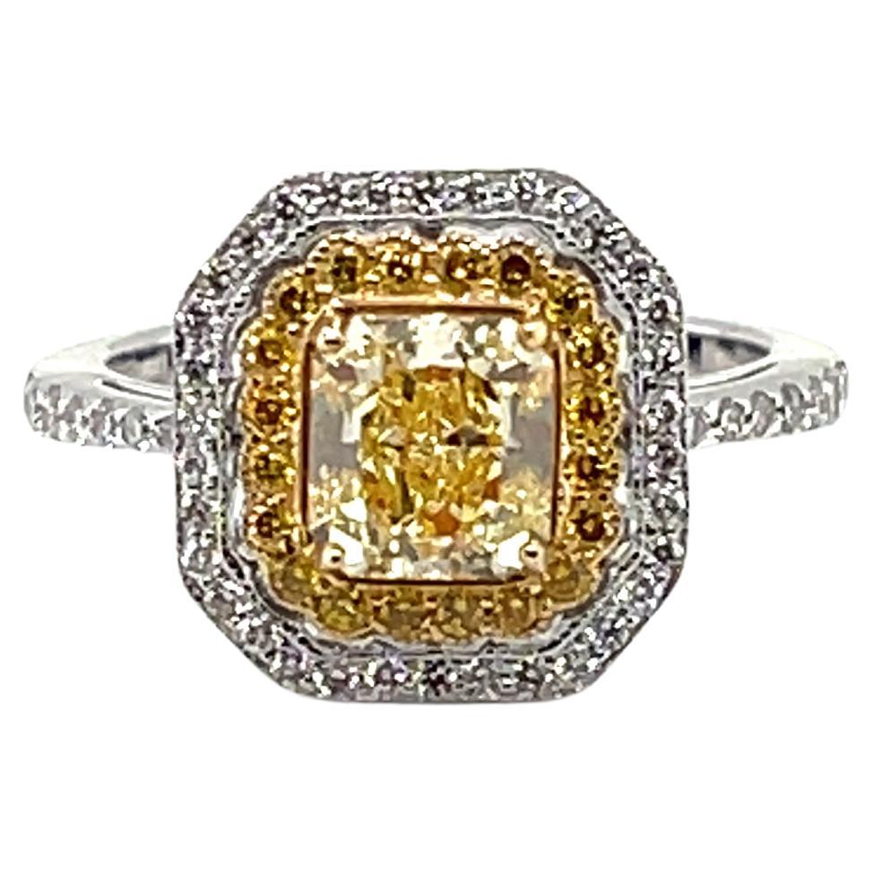 GIA Certified Fancy Yellow Diamond Ring Cocktail RIng For Sale
