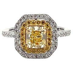 GIA Certified Fancy Yellow Diamond Ring Cocktail Ring