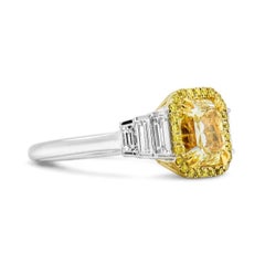 GIA Certified Fancy Yellow 2.47 ct and 0.67 ct  Diamond Ring