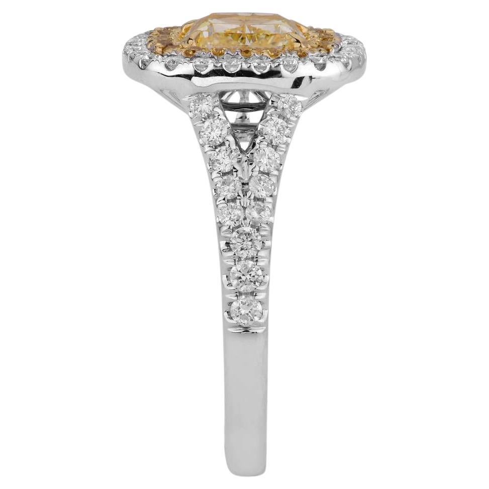 Modern GIA Certified Fancy Yellow diamond ring For Sale