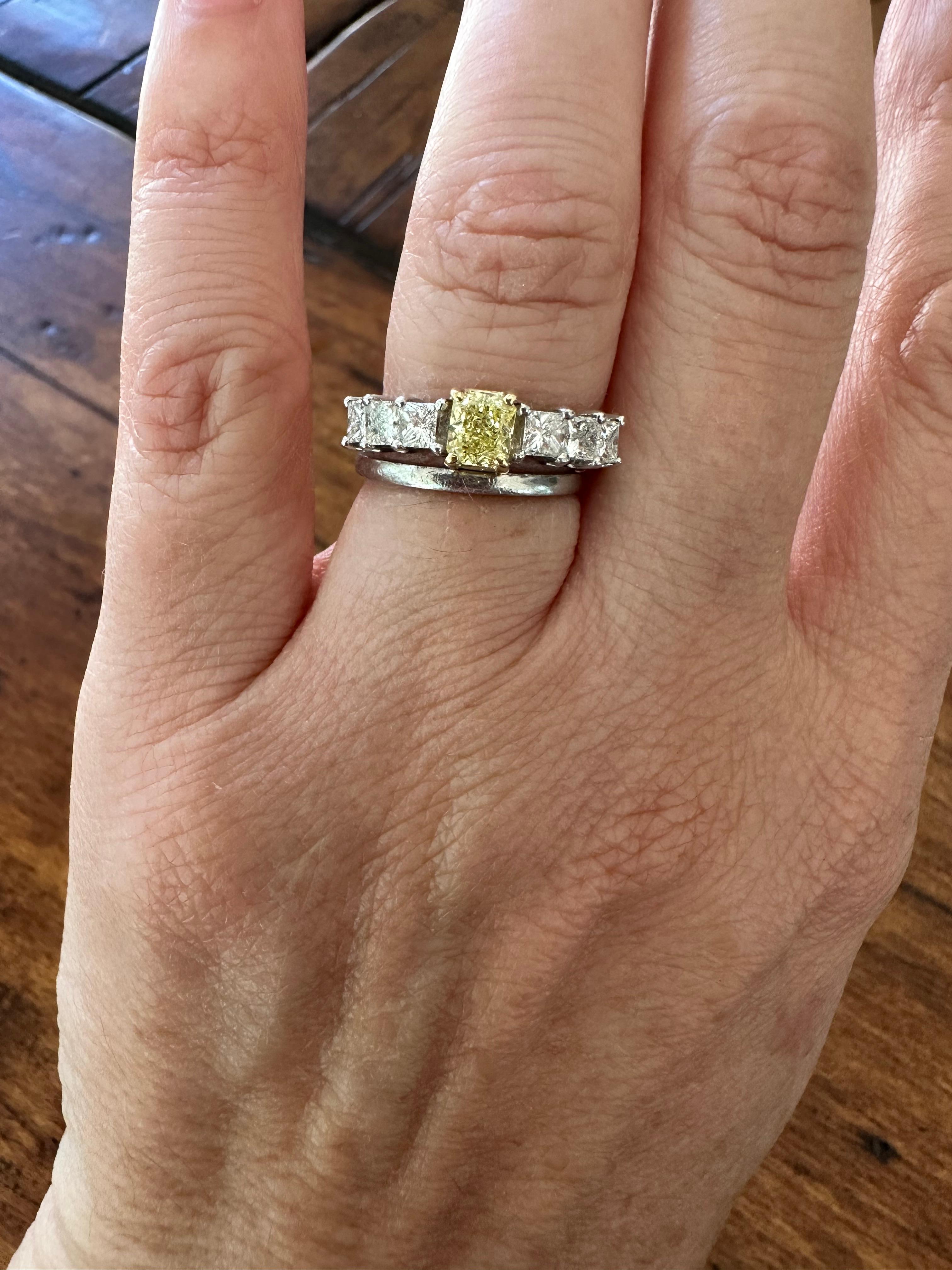 For Sale:  GIA Certified Fancy Yellow Diamond Ring 7
