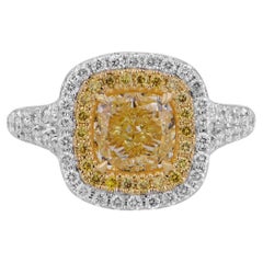 Bague en diamant jaune fantaisie certifiée GIA