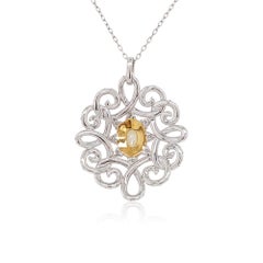 GIA Certified Yellow Diamond White Diamond Platinum Pendant Necklace