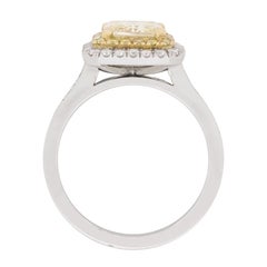 GIA Certified Fancy Yellow Double Diamond Halo Engagement Ring