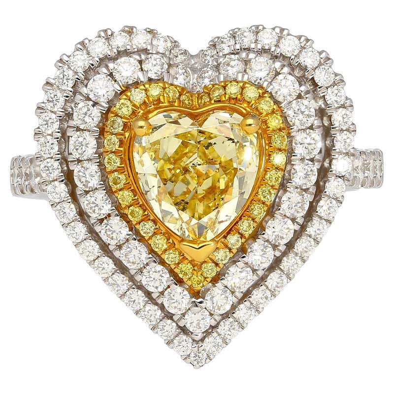 5.07 Carat Fancy Green Heart Cut Diamond Ring GIA Certified For Sale at ...