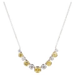 GIA Certified Fancy Yellow Hexagon Diamond 2.32 Carat TW Gold Drop Necklace