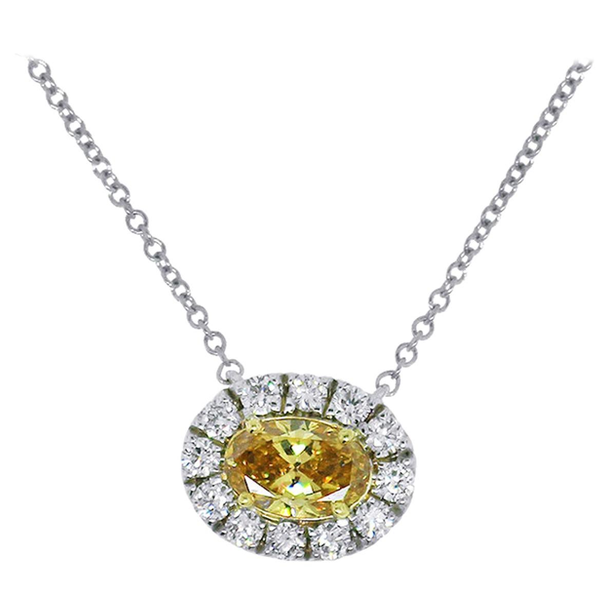 GIA Certified Fancy Yellow Necklace