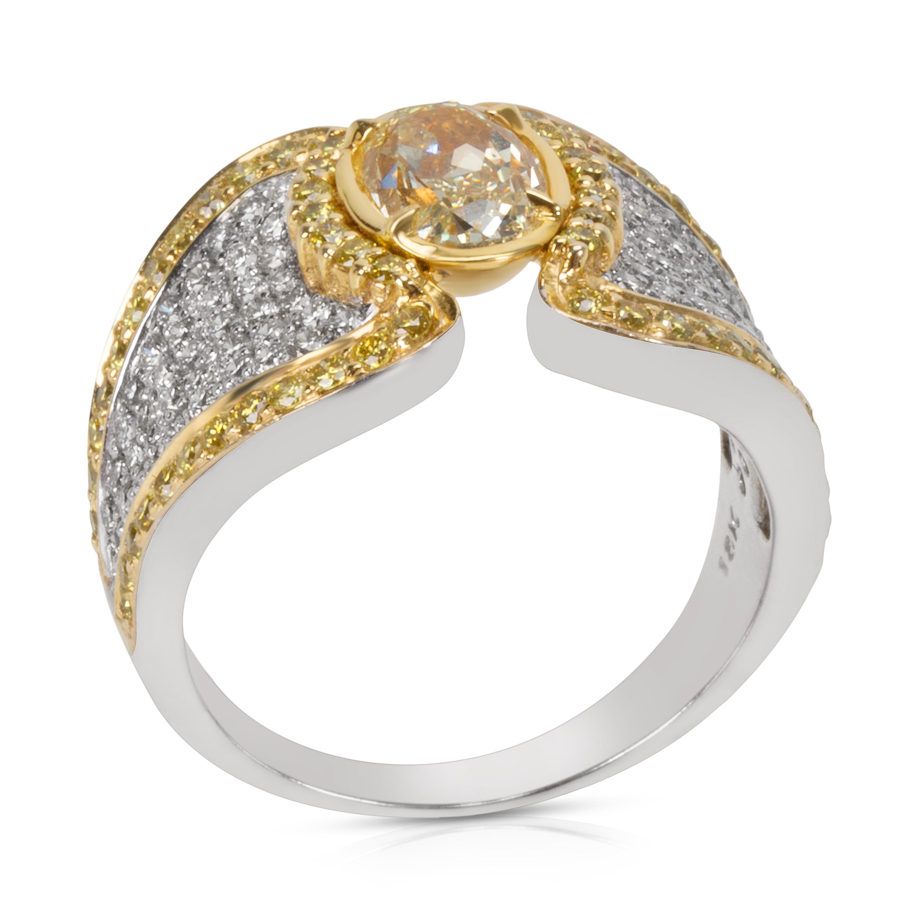 Oval Cut GIA Certified Fancy Yellow Oval Diamond Ring in 18 Karat Gold 1.02 Carat