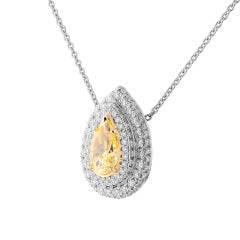 GIA Certified Fancy Yellow Pear Shape Diamond Pendant