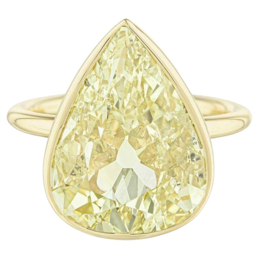 GIA Certified Fancy Yellow Pear Shape Diamond Ring in 18k Yellow Gold For Sale