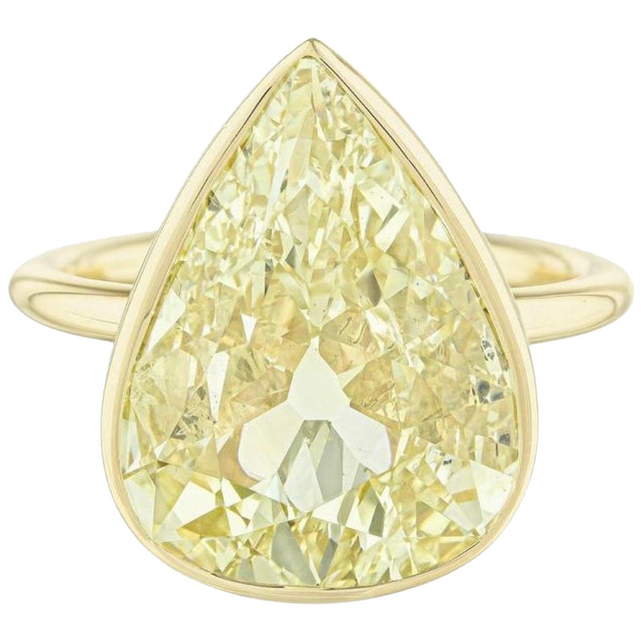 GIA-zertifizierter gelber birnenförmiger Diamantring aus 18 Karat Gelbgold