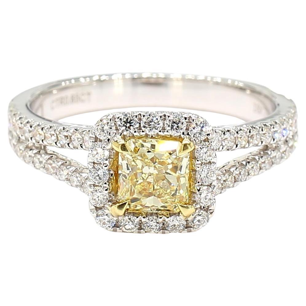 GIA Certified Fancy Yellow Radiant Diamond 1.06 Carat TW Gold Cocktail Ring
