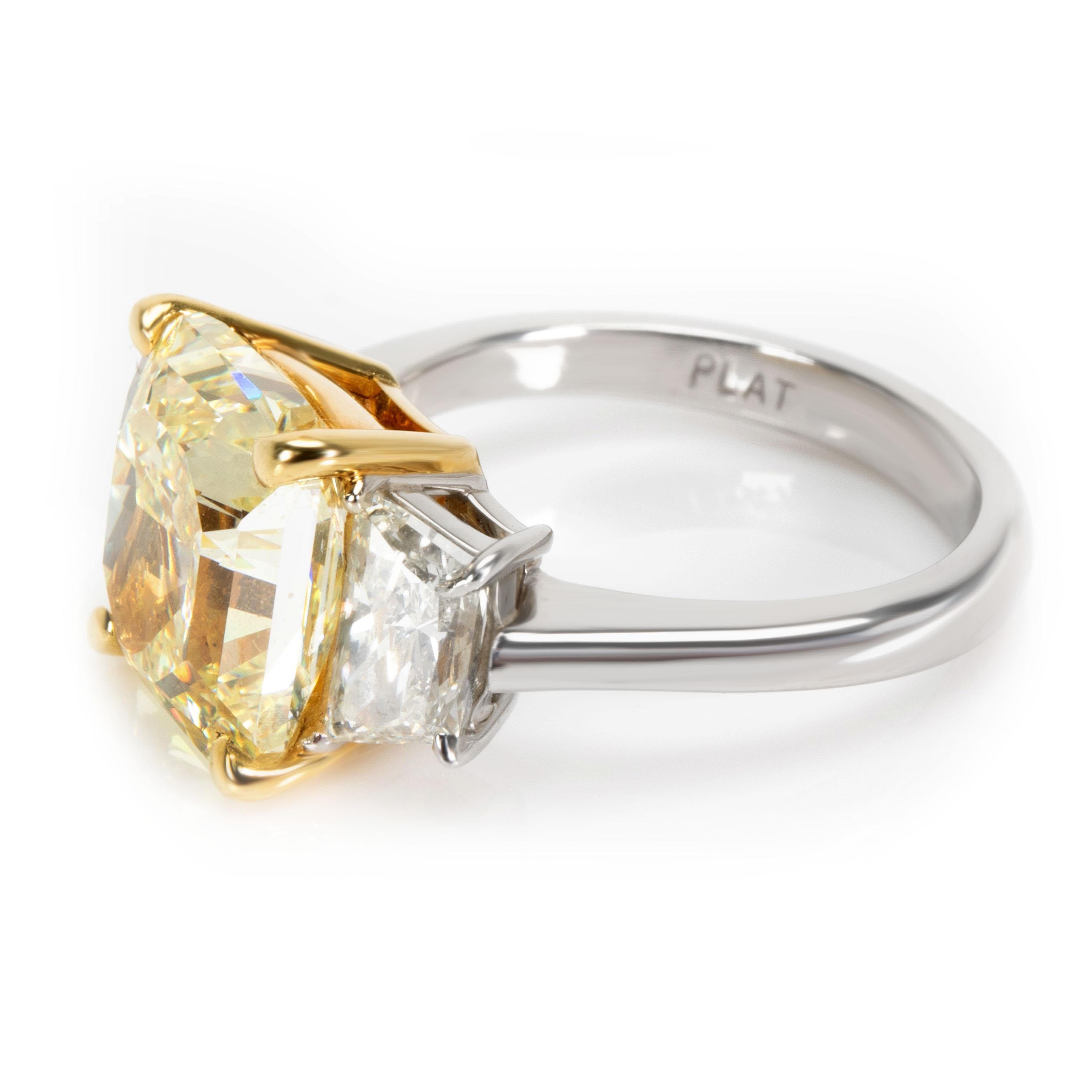 Radiant Cut GIA Certified Fancy Yellow Radiant Diamond Ring in Platinum 5.02 Carat