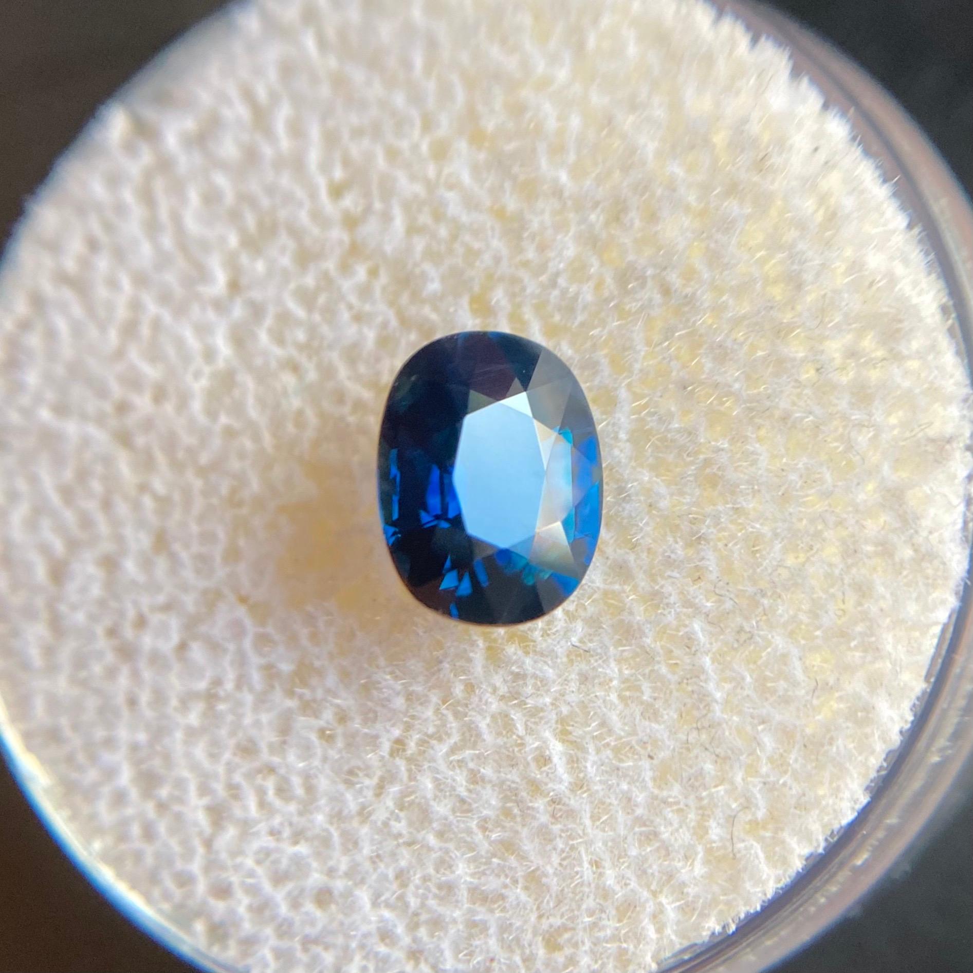 GIA Certified Fine Deep Blue 1.36ct Untreated Sapphire Oval Cut Unheated Rare In New Condition In Birmingham, GB