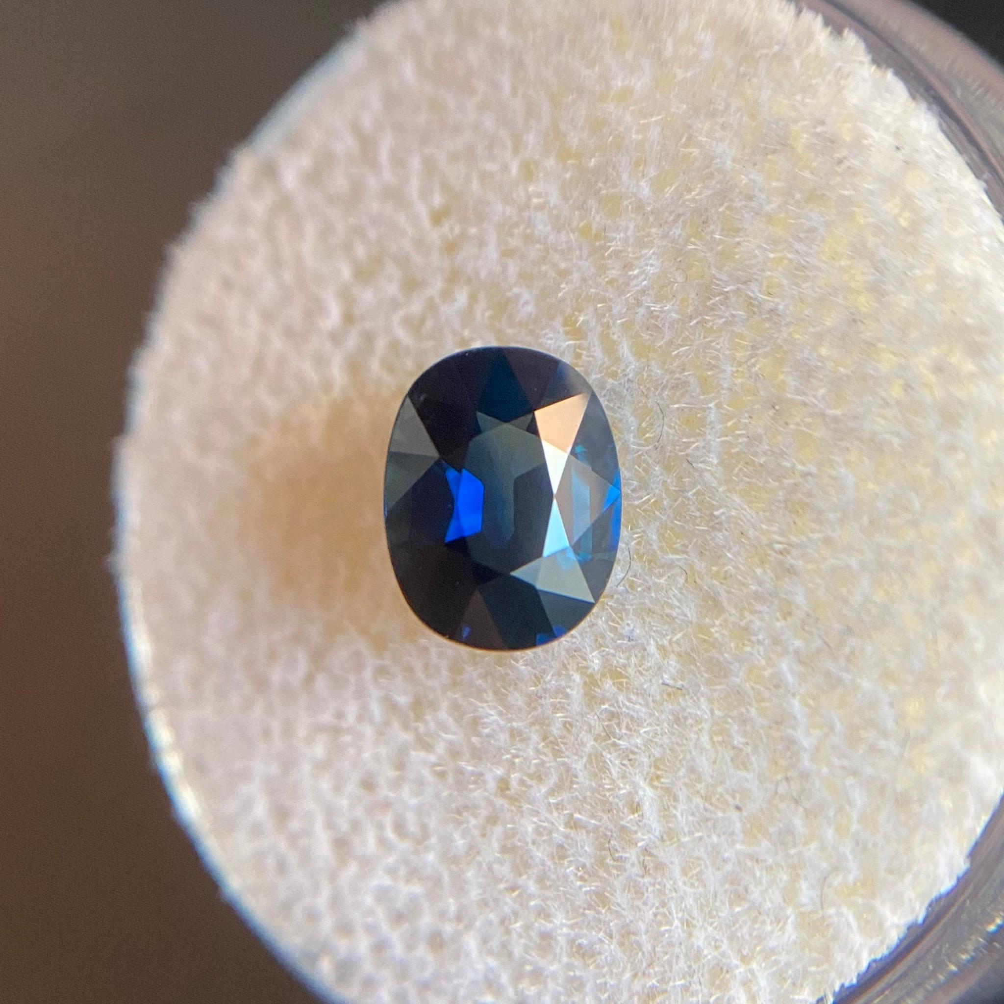 Women's or Men's GIA Certified Fine Deep Blue 1.36ct Untreated Sapphire Oval Cut Unheated Rare