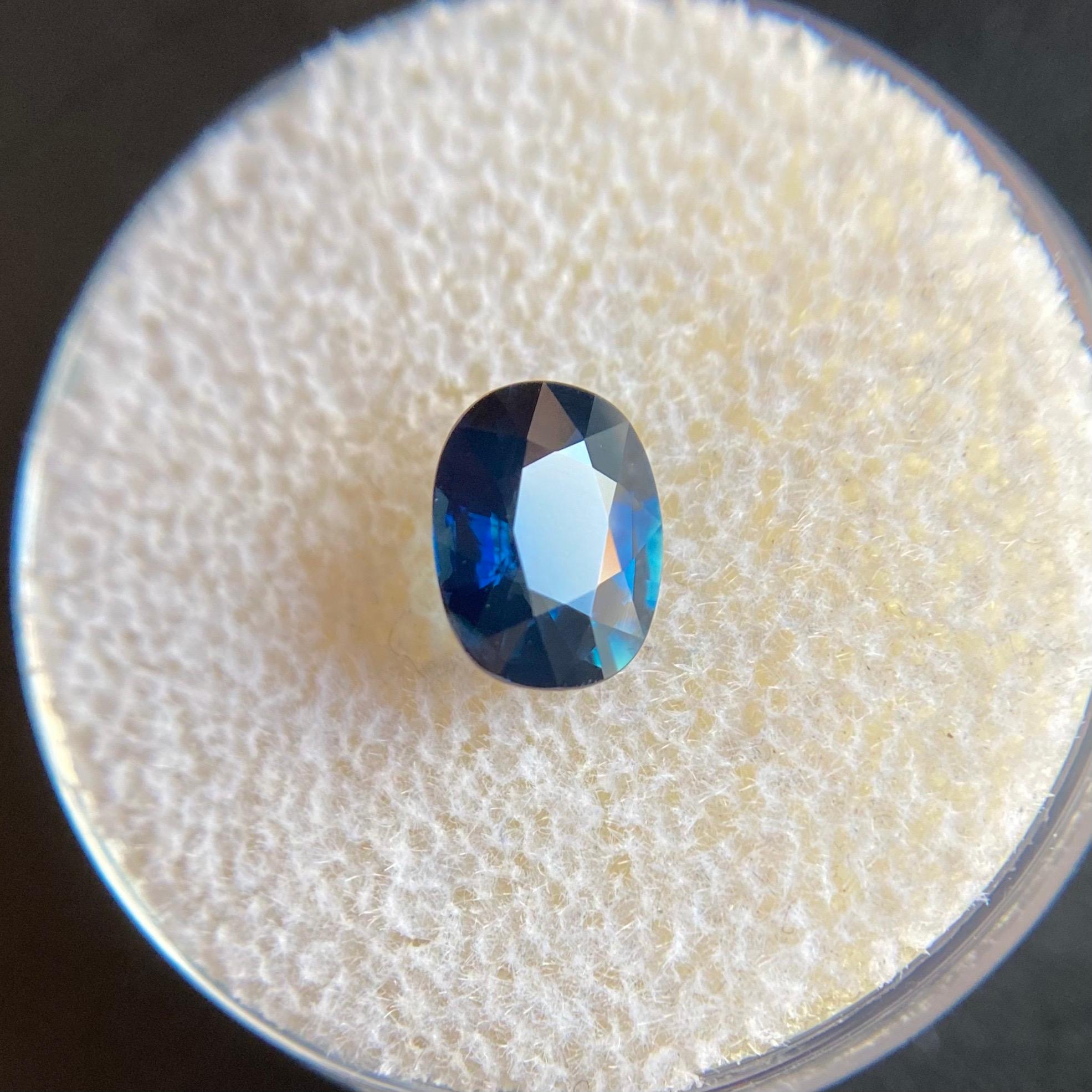 GIA Certified Fine Deep Blue 1.36ct Untreated Sapphire Oval Cut Unheated Rare 1
