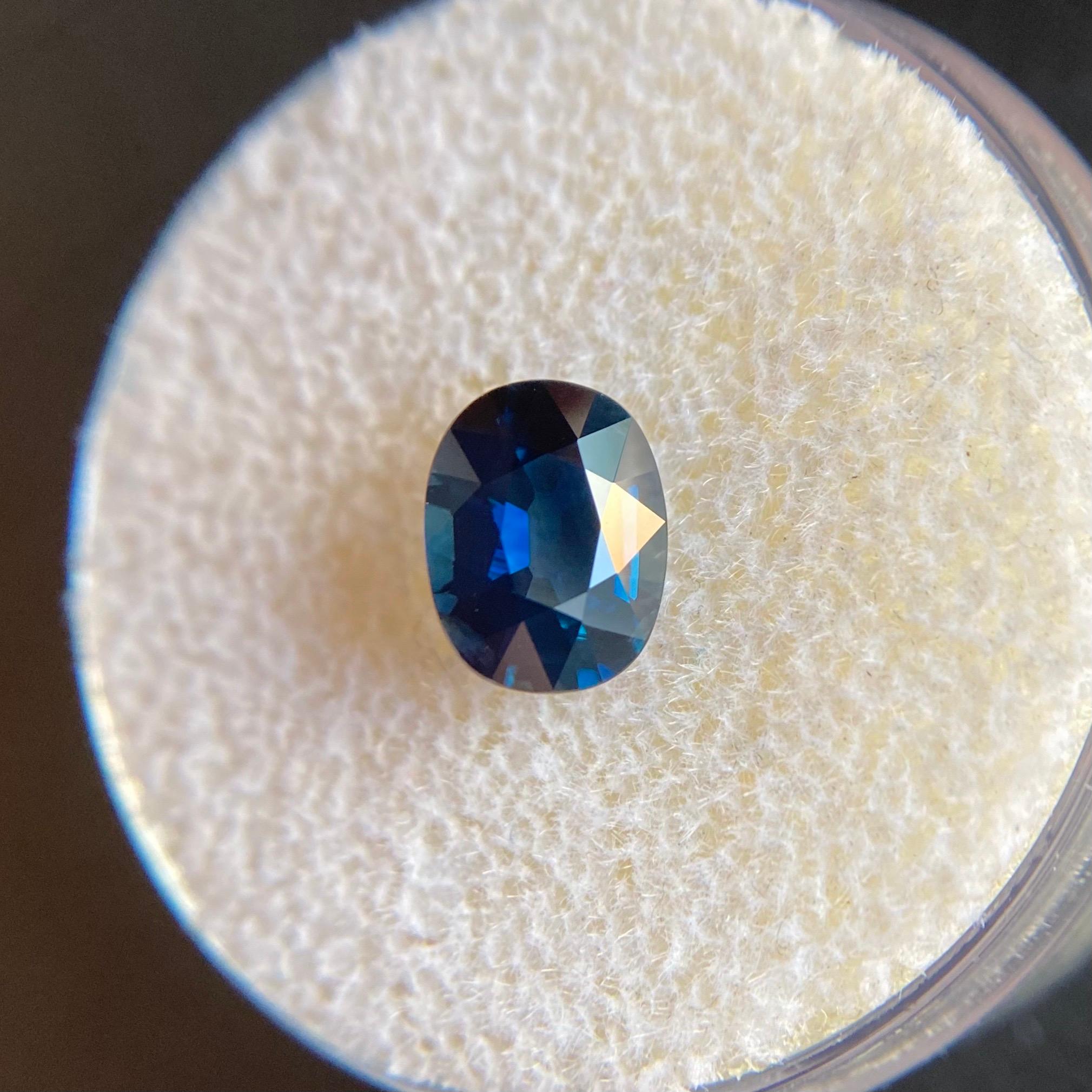 GIA Certified Fine Deep Blue 1.36ct Untreated Sapphire Oval Cut Unheated Rare 2