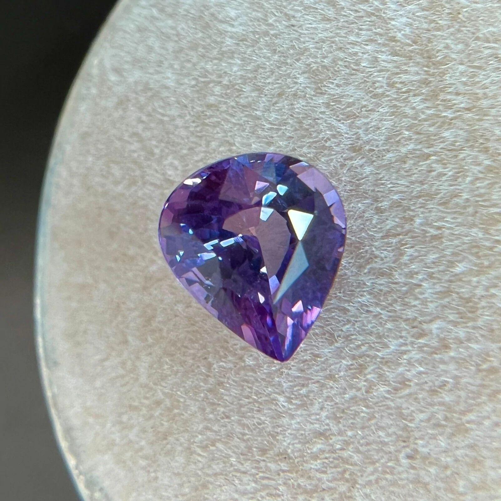 GIA Certified Fine Deep Pink Purple 1.30ct Sapphire Pear Cut Rare Gem 6.9x6.2mm In New Condition In Birmingham, GB