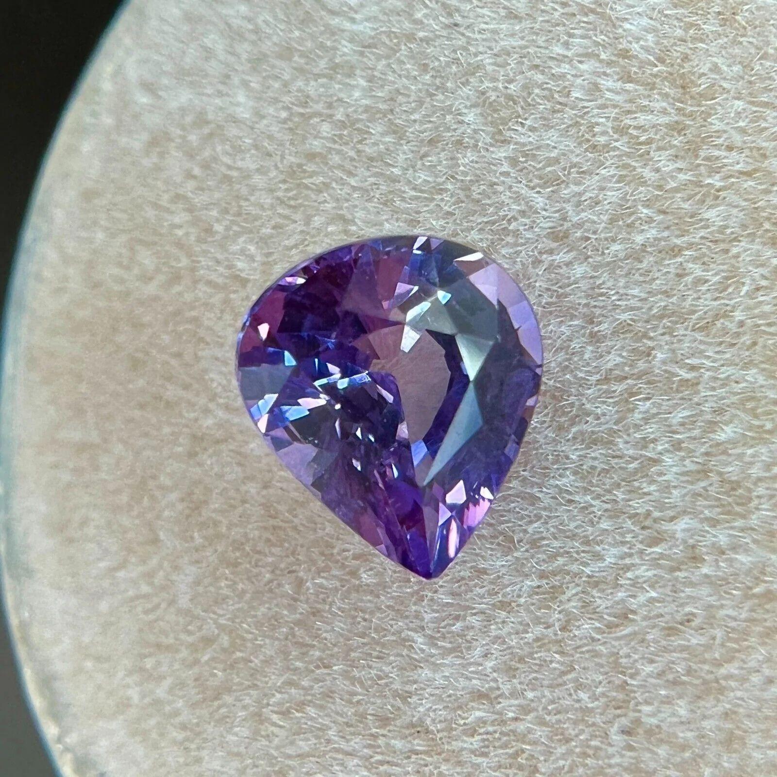 Women's or Men's GIA Certified Fine Deep Pink Purple 1.30ct Sapphire Pear Cut Rare Gem 6.9x6.2mm
