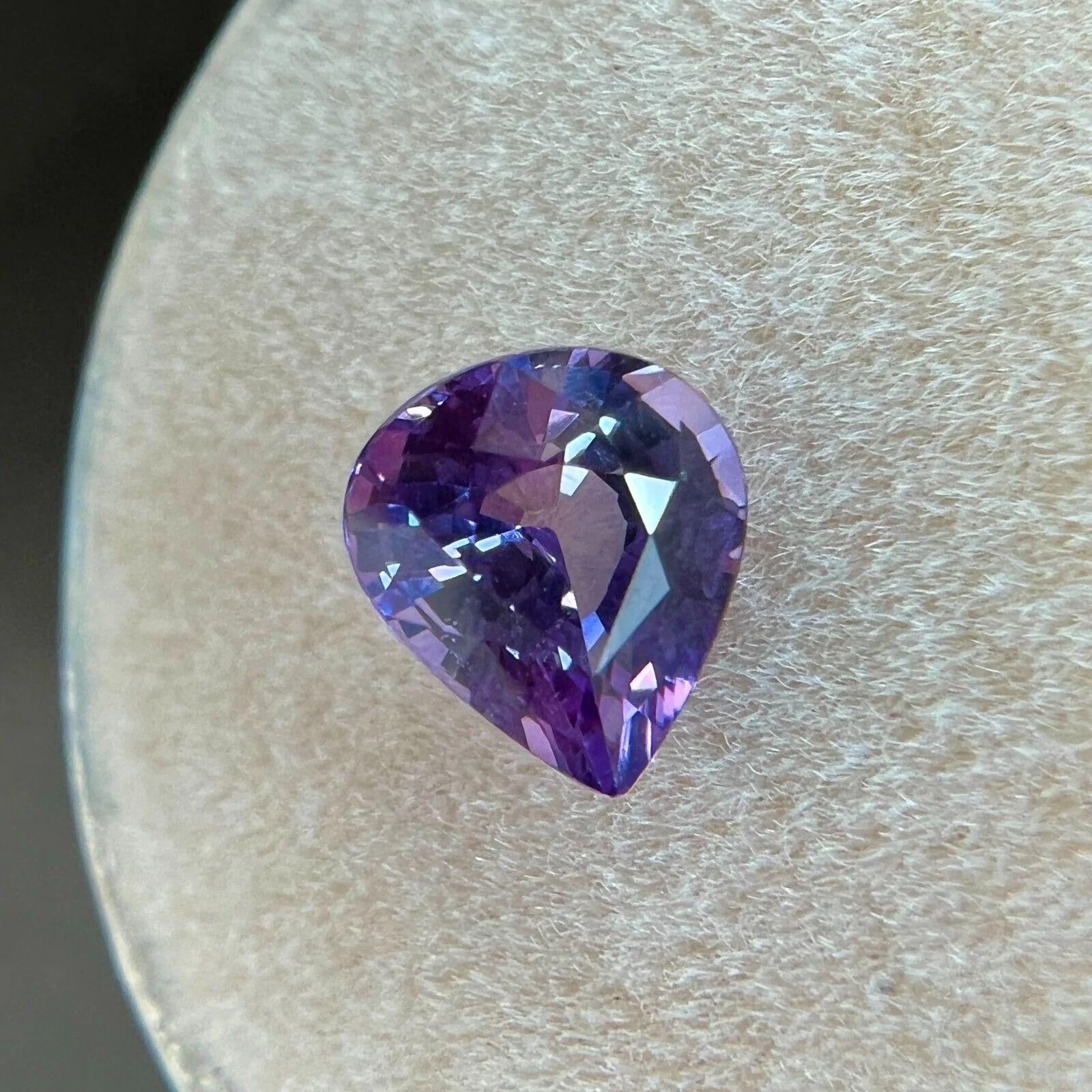 GIA Certified Fine Deep Pink Purple 1.30ct Sapphire Pear Cut Rare Gem 6.9x6.2mm 1
