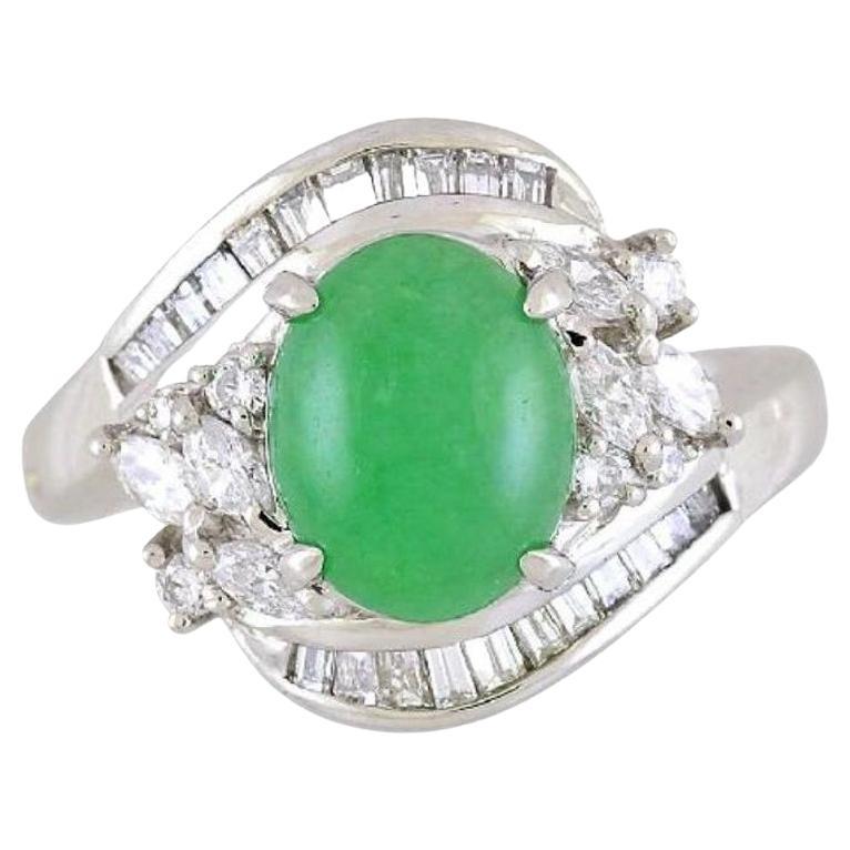 Certified Carved Natural Jade Diamond Gold Ring at 1stDibs