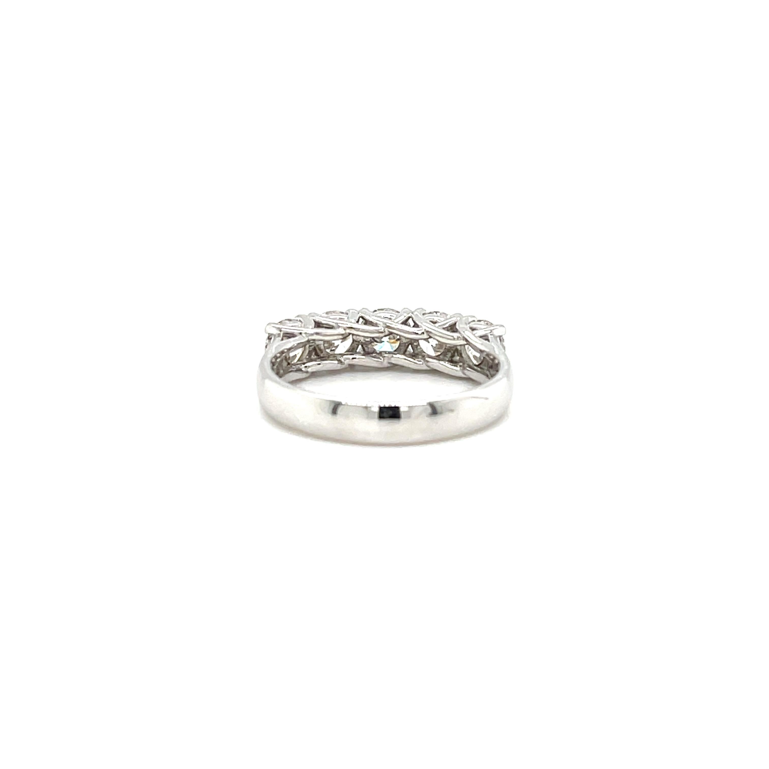 Contemporary GIA Five Diamond Ring 1.50 CTW in 18K White Gold